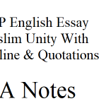 ADP English Essay Muslim Unity With Outline & Quotations