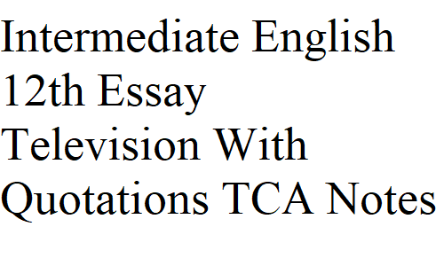 Intermediate English 12th Essay Television With Quotations