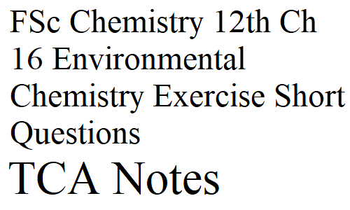 FSc Chemistry 12th Ch 16 Environmental Chemistry Exercise Short Questions