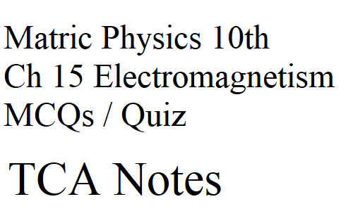 Matric Physics 10th Ch 15 Electromagnetism MCQs / Quiz