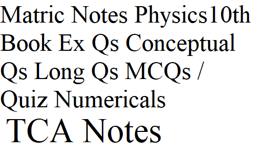 Matric Physics 10th, Book Exercise Questions, Conceptual Questions, Long Questions, Multiple Choice Questions (MCQs), Numericals