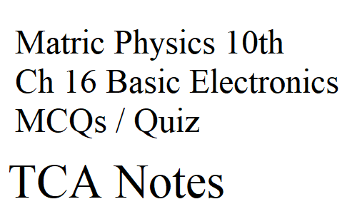 Matric Physics 10th Ch 16 Basic Electronics MCQs / Quiz