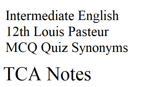Intermediate English 12th Louis Pasteur MCQ Quiz Synonyms