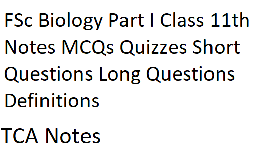 FSc Biology Part I Class 11th Notes MCQs Quizzes Short Questions Long Questions Definitions