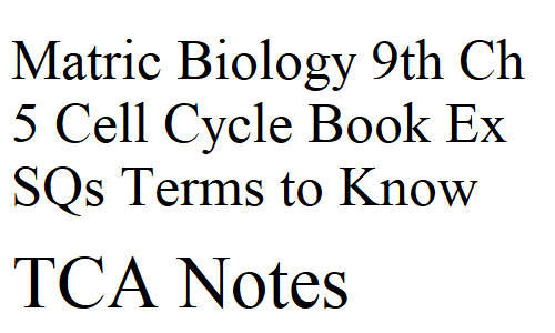 Matric Biology 9th Ch 5 Cell Cycle Book Ex SQs Terms to Know