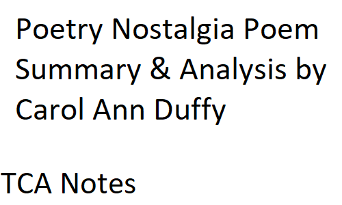 Poetry Nostalgia Poem Summary & Analysis by Carol Ann Duffy 